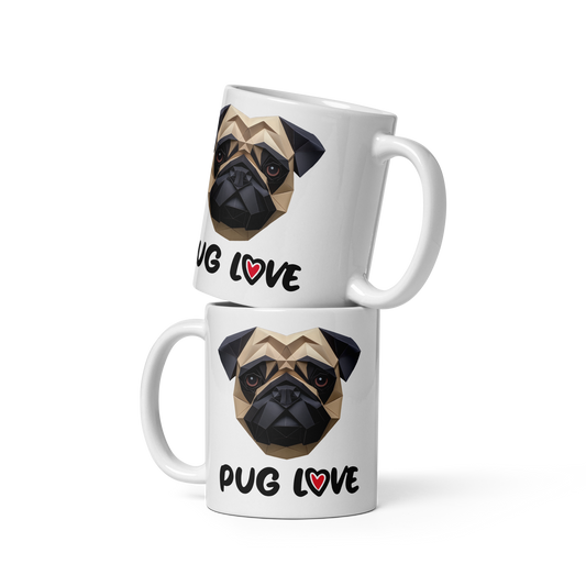 Pugsy Brown - White glossy mug - Pug Love