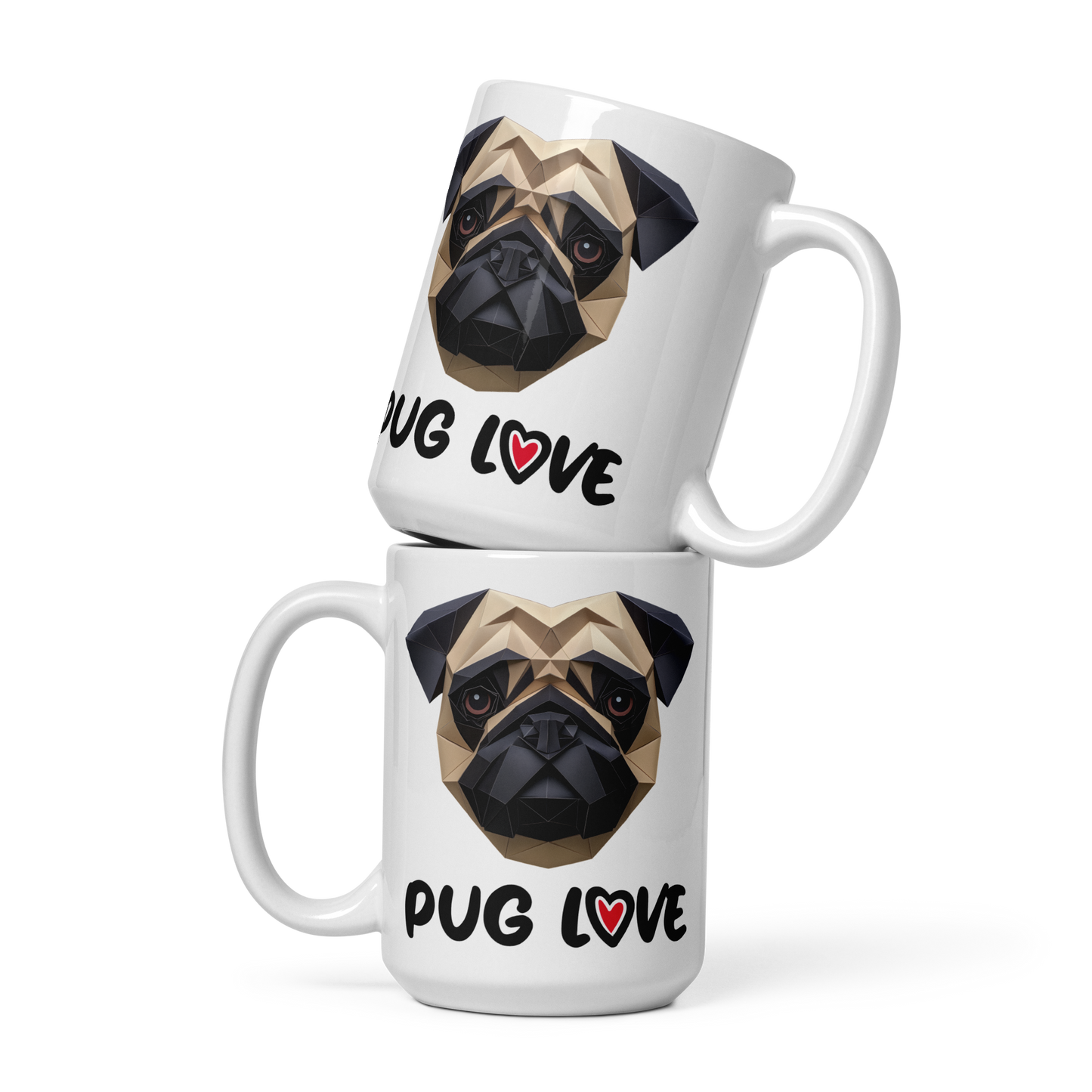 Pugsy Brown - White glossy mug - Pug Love