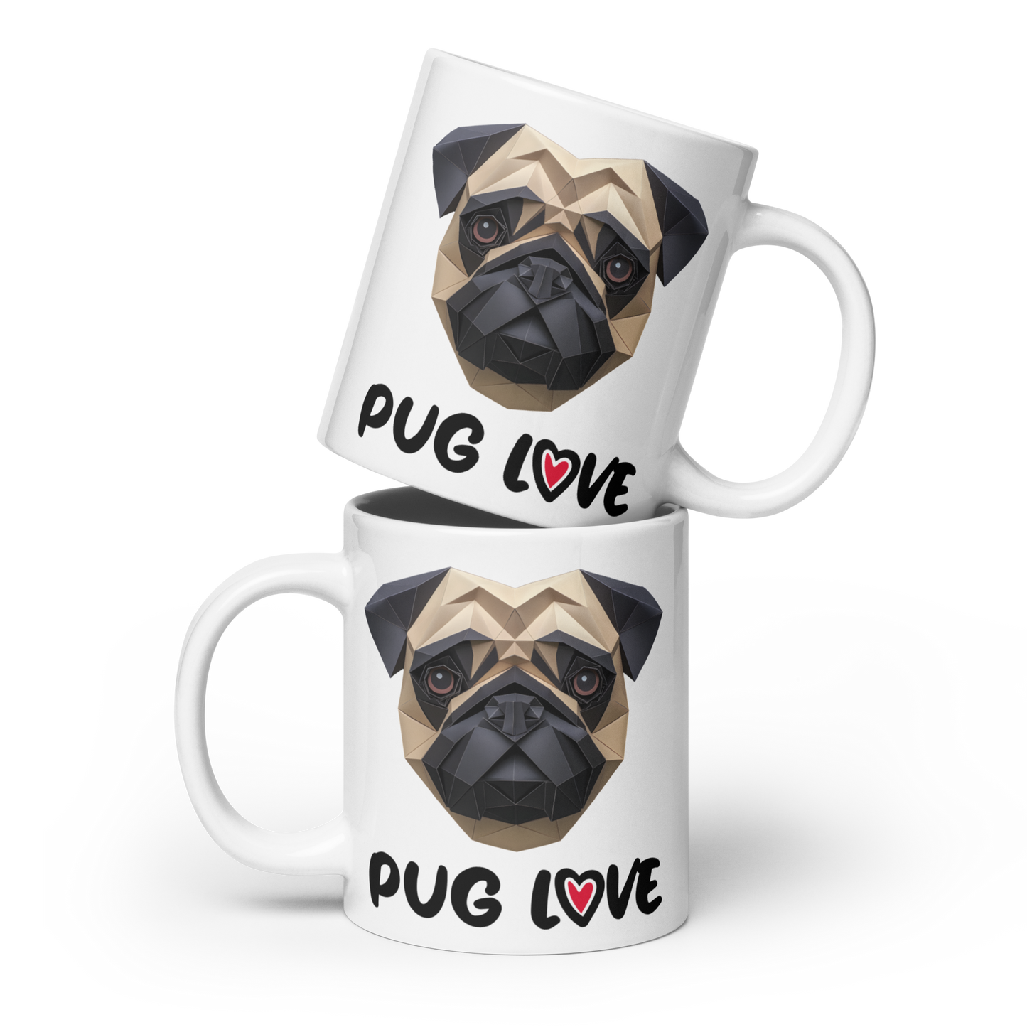 Pugsy Brown - White glossy mug - Pug Love